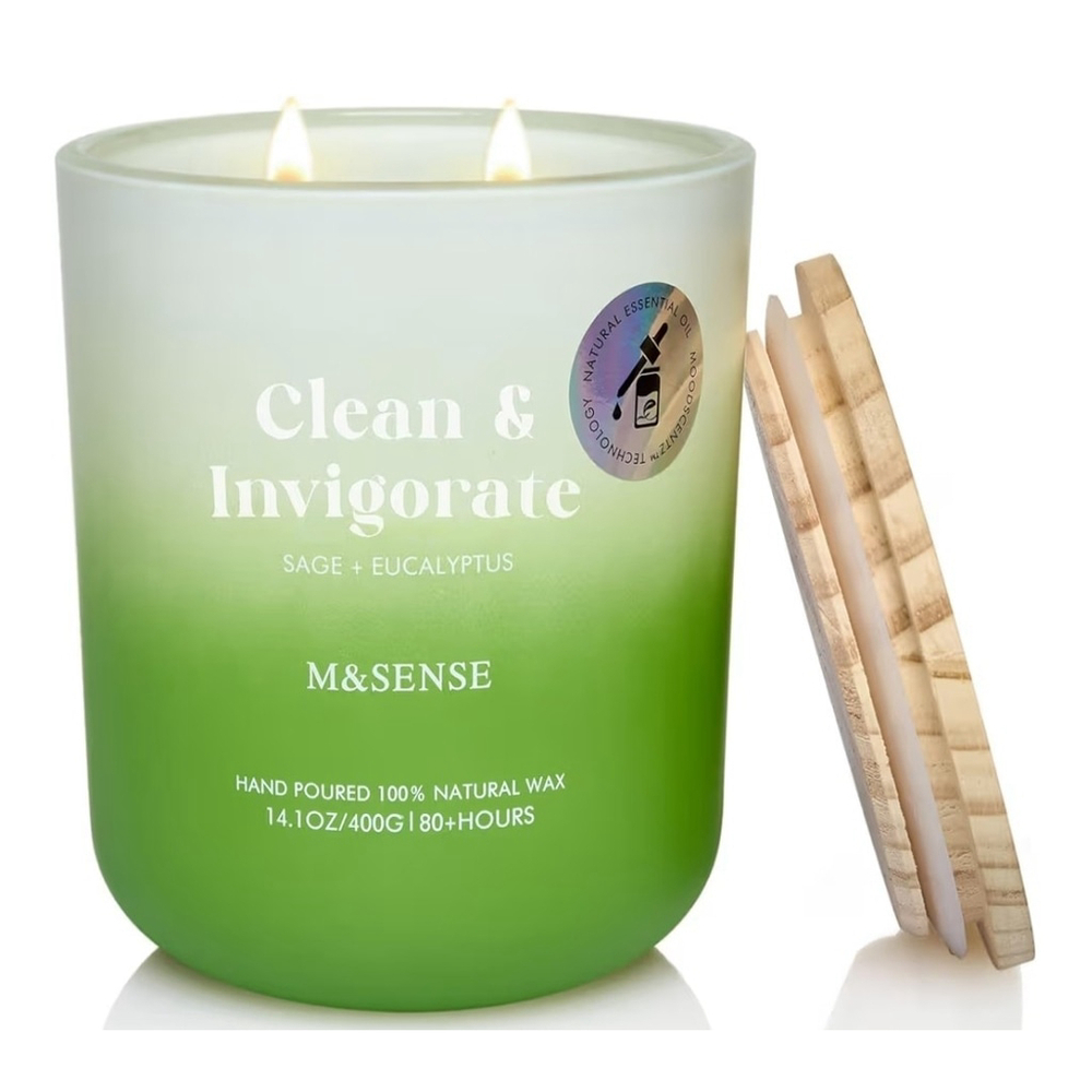 Sage Eucalyptus Scented Candle for Home, 14.1oz 80-Hour Non Toxic Long-Lastin...
